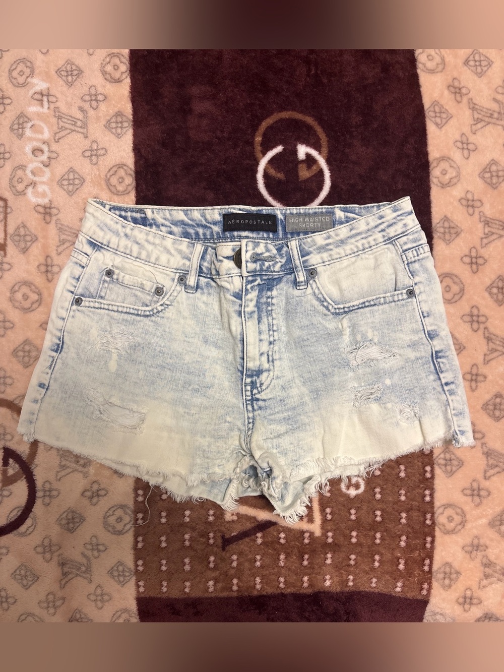 Acid wash denim shorts